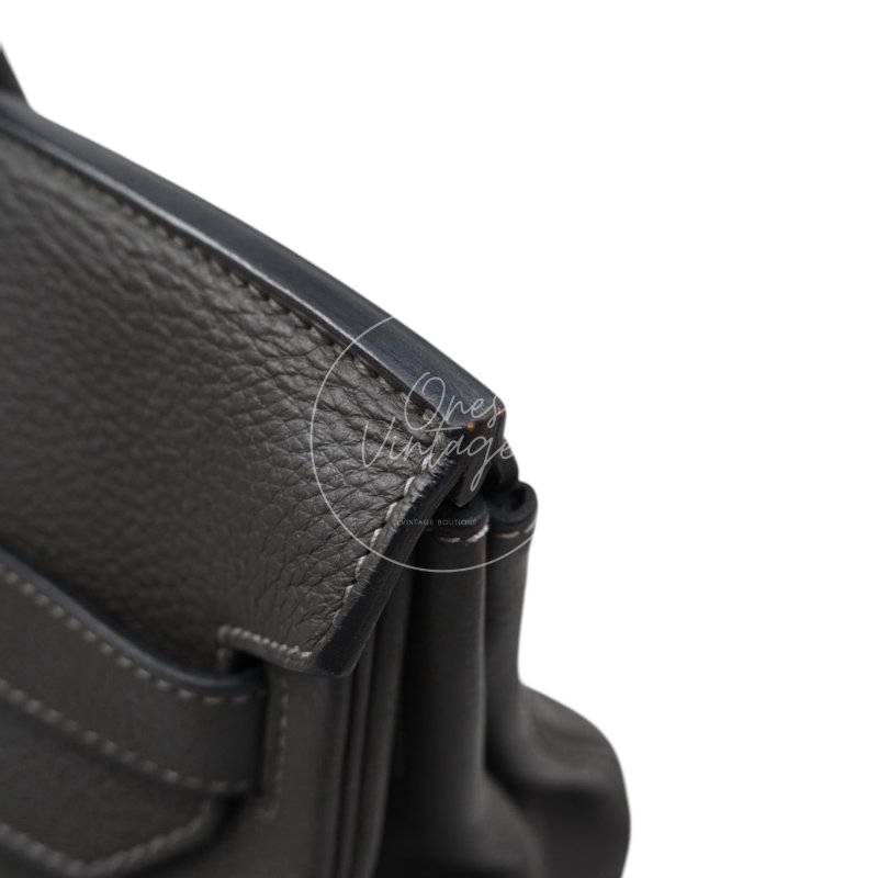 中古 Hermes 愛馬仕 Shoulder Birkin 42 Gris Graphite 石墨灰 銀色五金 印記 Stamp Square M 肩背包-37
