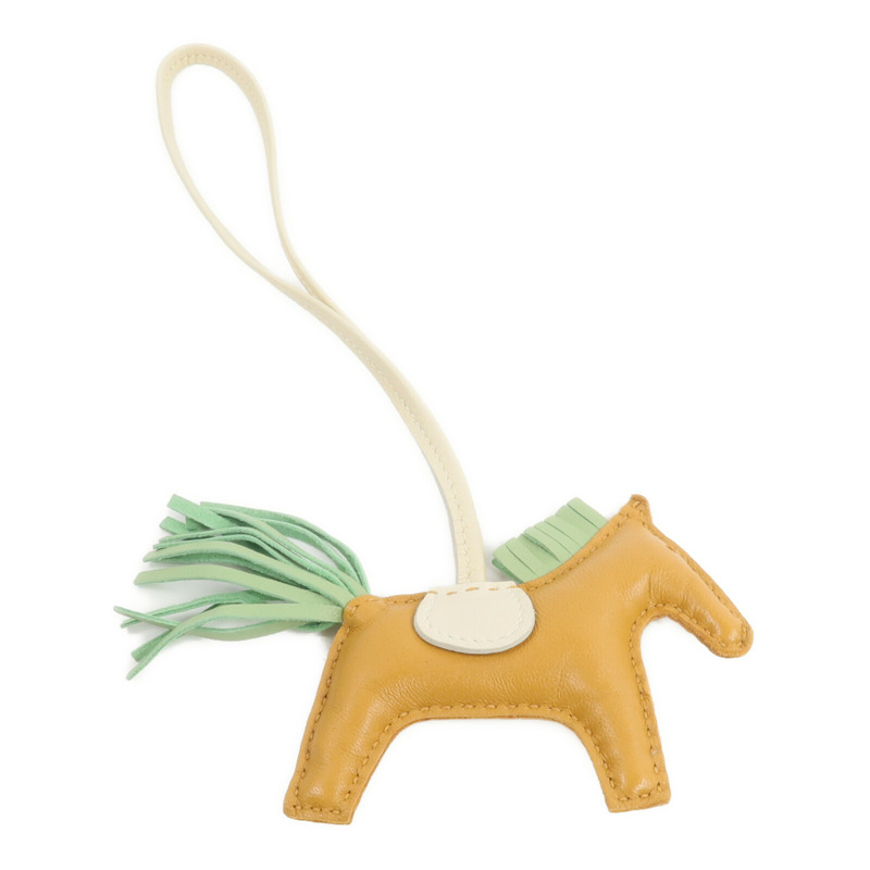 HERMES Milo皮革Rodeo PM掛飾Sesame/Criquet/Craie-1
