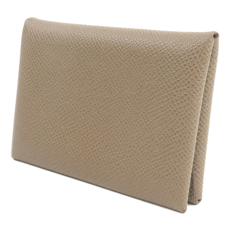 HERMES Epsom皮革Calvi Duo卡片套Etoupe-1
