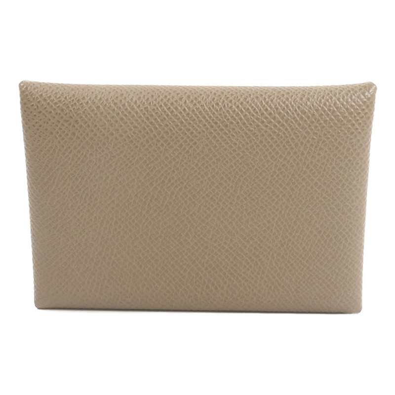 HERMES Epsom皮革Calvi Duo卡片套Etoupe-2