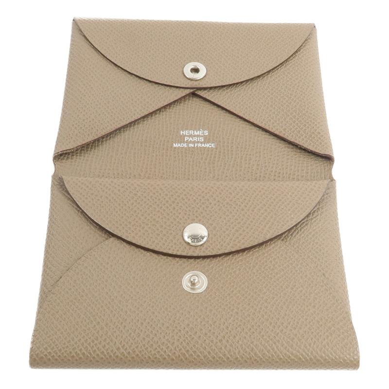HERMES Epsom皮革Calvi Duo卡片套Etoupe-6