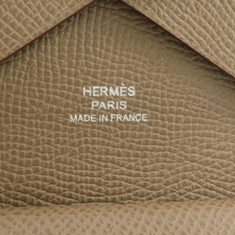 HERMES Epsom皮革Calvi Duo卡片套Etoupe-11