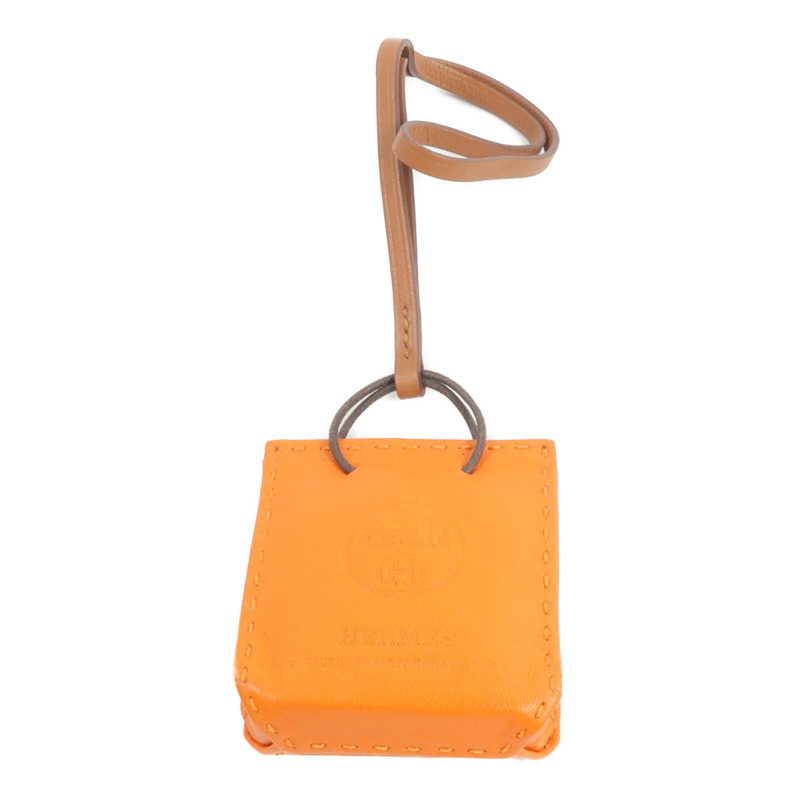HERMES Milo皮革Sac Orange Bag Charm掛飾Orange-0