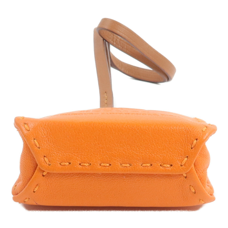 HERMES Milo皮革Sac Orange Bag Charm掛飾Orange-2
