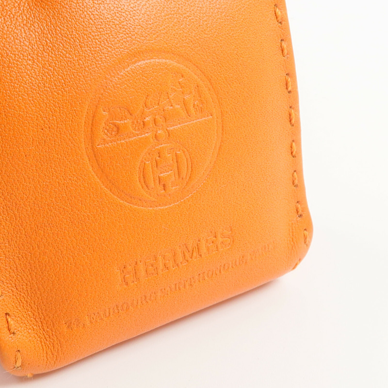 HERMES Milo皮革Sac Orange Bag Charm掛飾Orange-4