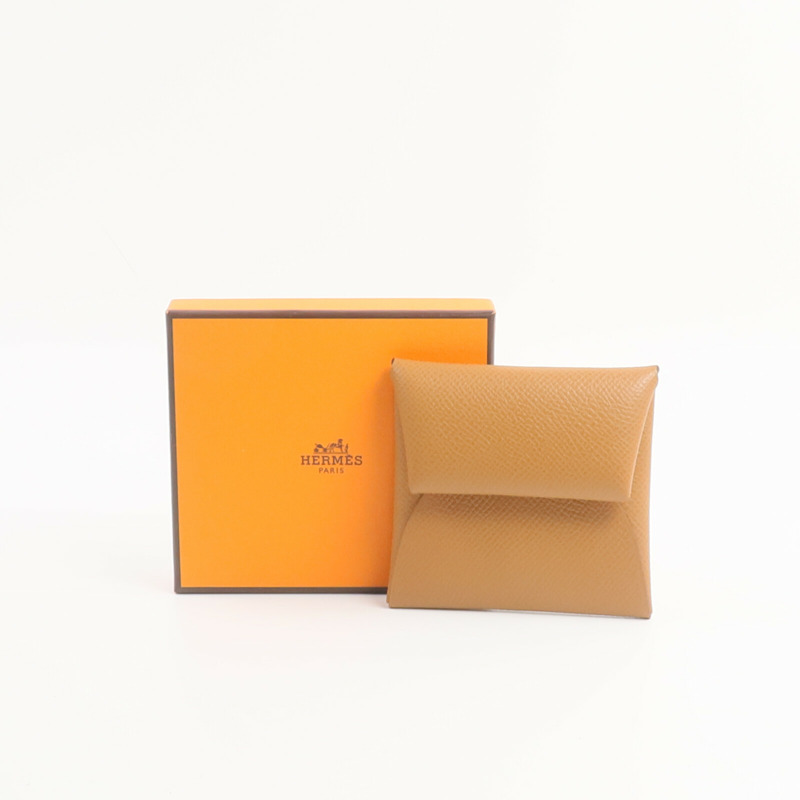 HERMES Epsom皮革Bastia零錢包Gold-15