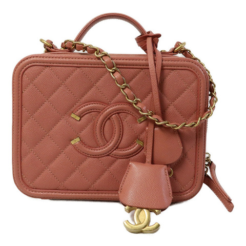 CHANEL 牛皮皮革Vanity Case鏈帶手挽肩背兩用袋
