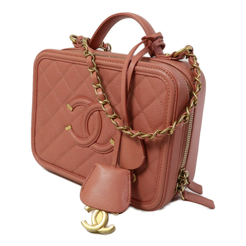 CHANEL 牛皮皮革Vanity Case鏈帶手挽肩背兩用袋-1