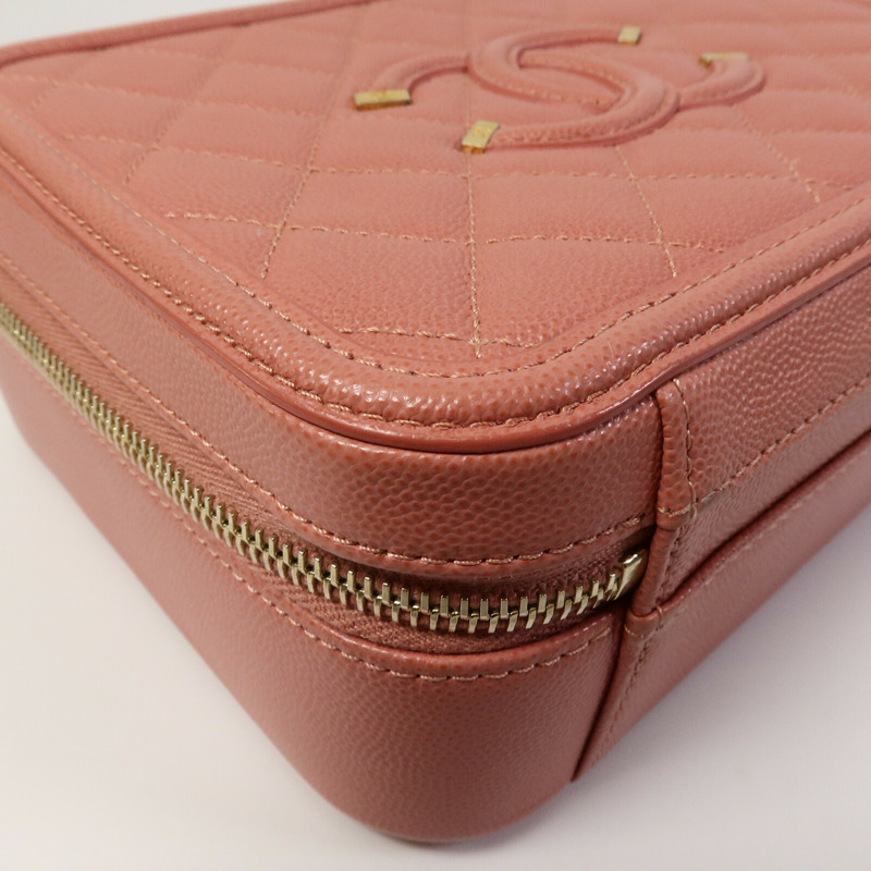 CHANEL 牛皮皮革Vanity Case鏈帶手挽肩背兩用袋-11