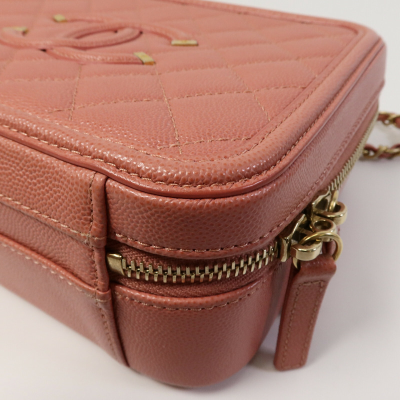 CHANEL 牛皮皮革Vanity Case鏈帶手挽肩背兩用袋-12