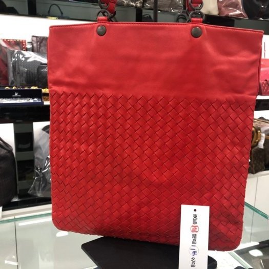 東區正精品㊣ BV BOTTEGA VENETA 紅色編織方形手提包 RZ0541-8