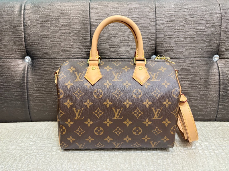 LV 原花金釦Speedy25手提斜背包M41113-0