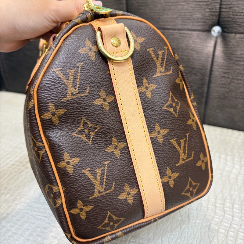 LV 原花金釦Speedy25手提斜背包M41113-3