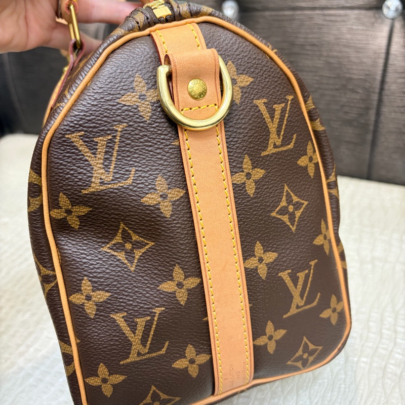 LV 原花金釦Speedy25手提斜背包M41113-4