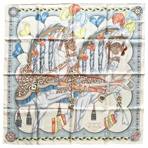 HERMES Harnais de Coeur scarf 90 甜蜜的鞍具 絲巾