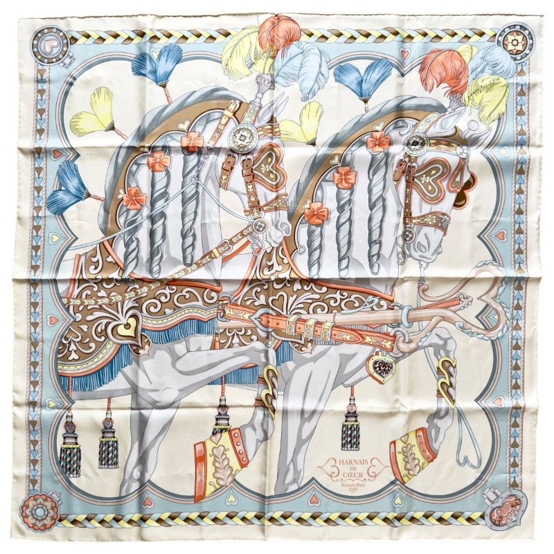 HERMES Harnais de Coeur scarf 90 甜蜜的鞍具 絲巾-0