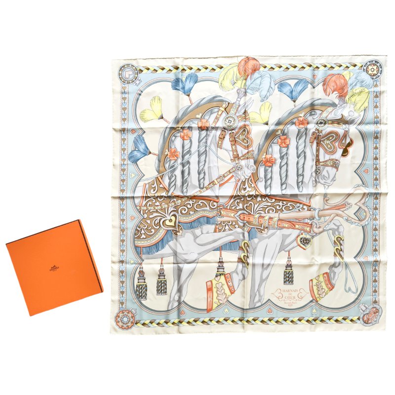 HERMES Harnais de Coeur scarf 90 甜蜜的鞍具 絲巾-1