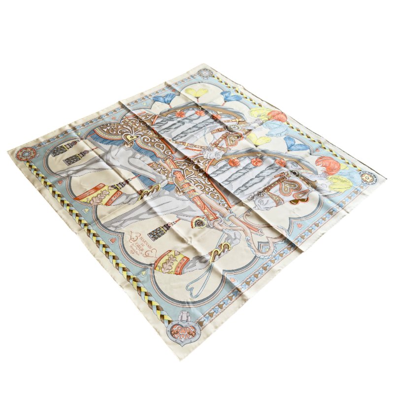 HERMES Harnais de Coeur scarf 90 甜蜜的鞍具 絲巾-4