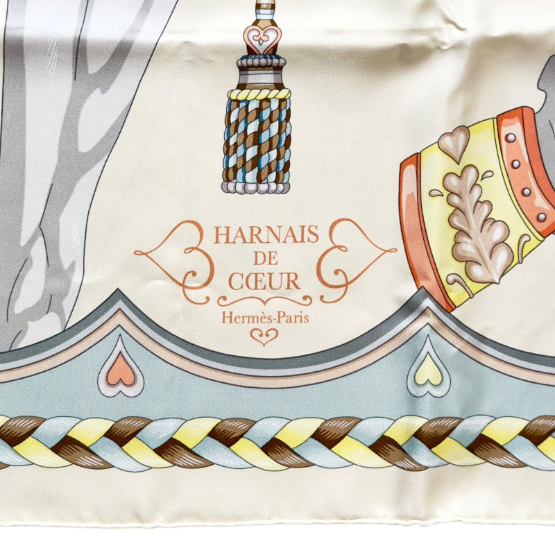 HERMES Harnais de Coeur scarf 90 甜蜜的鞍具 絲巾-5