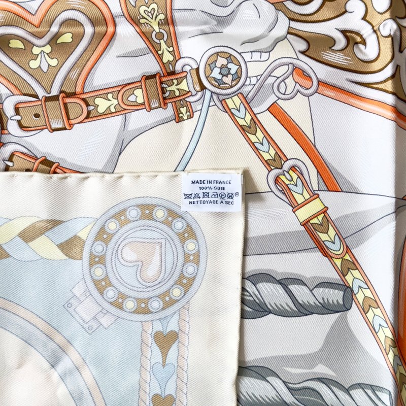 HERMES Harnais de Coeur scarf 90 甜蜜的鞍具 絲巾-7