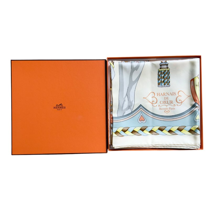 HERMES Harnais de Coeur scarf 90 甜蜜的鞍具 絲巾-8