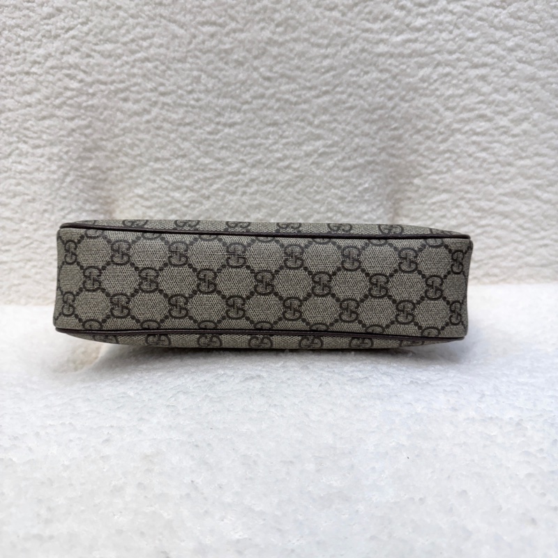 古馳GUCCI棕色拼牛皮Ophidia小號紅綠織帶2用斜背鏈帶包7351-14