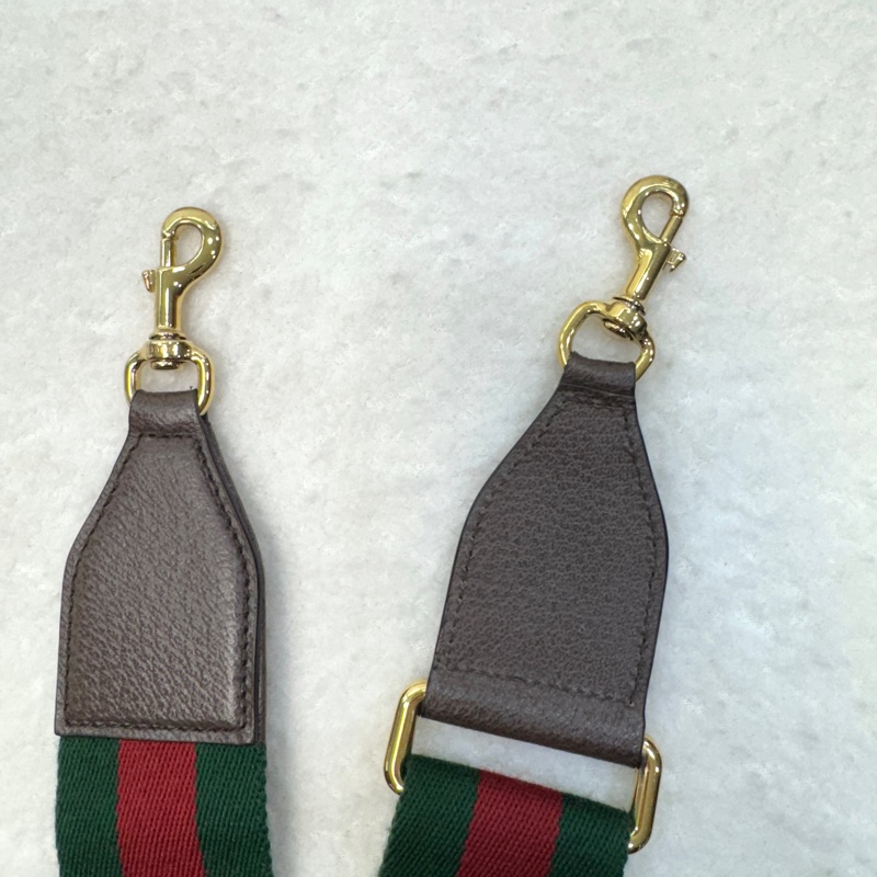 古馳GUCCI棕色拼牛皮Ophidia小號紅綠織帶2用斜背鏈帶包7351-25