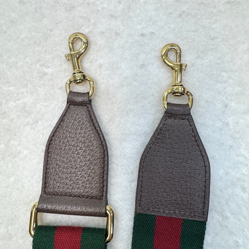 古馳GUCCI棕色拼牛皮Ophidia小號紅綠織帶2用斜背鏈帶包7351-26