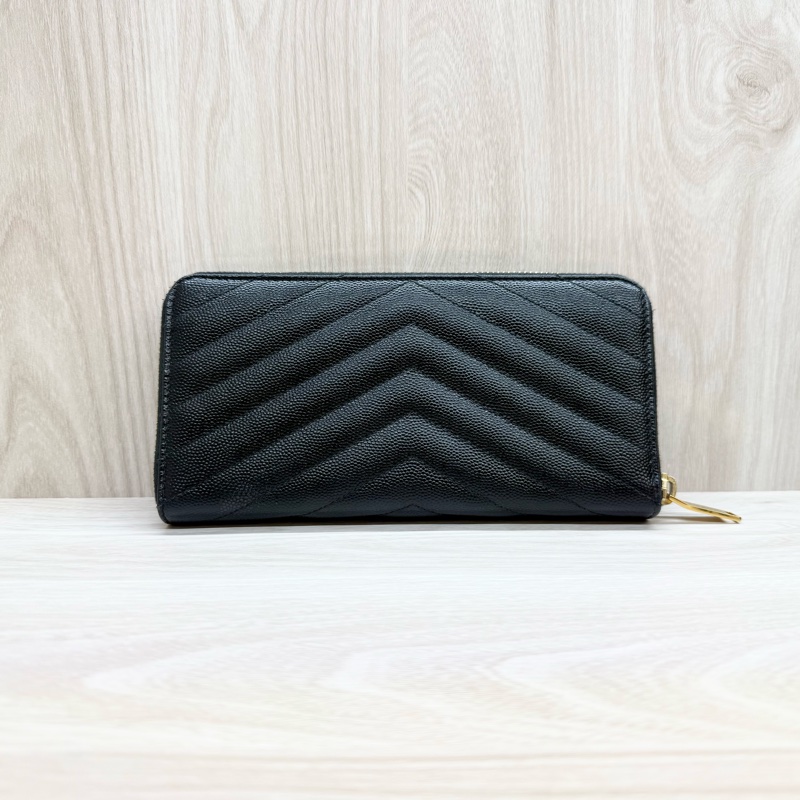 YSL🖤黑金魚子醬皮長夾358094-1