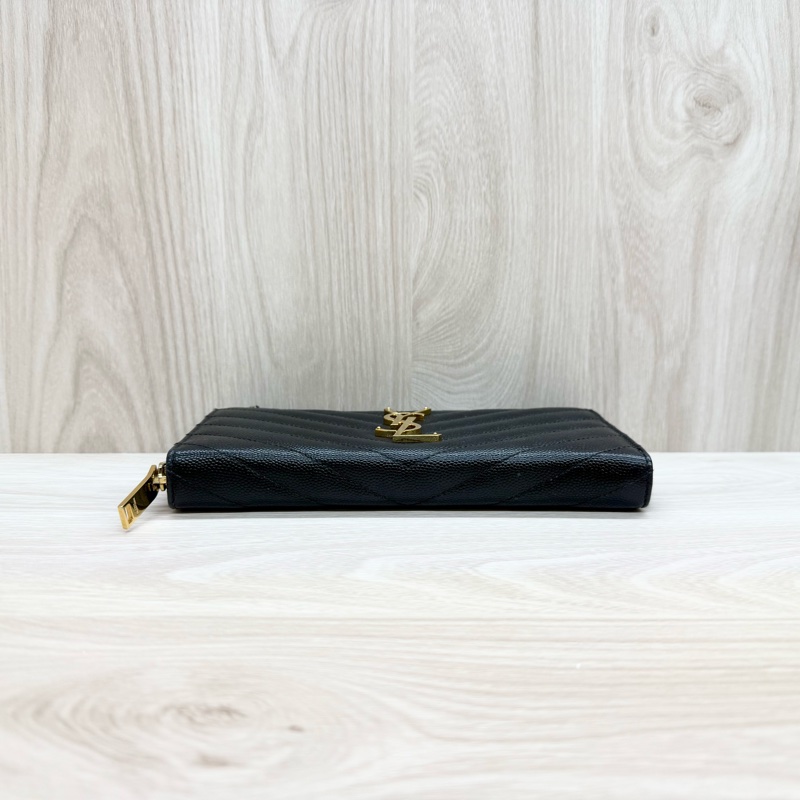 YSL🖤黑金魚子醬皮長夾358094-4