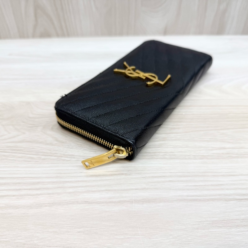 YSL🖤黑金魚子醬皮長夾358094-5