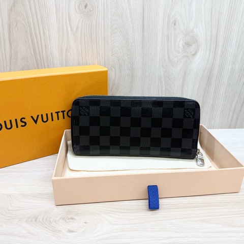 LV✨黑灰棋盤格拉鍊長夾N63095