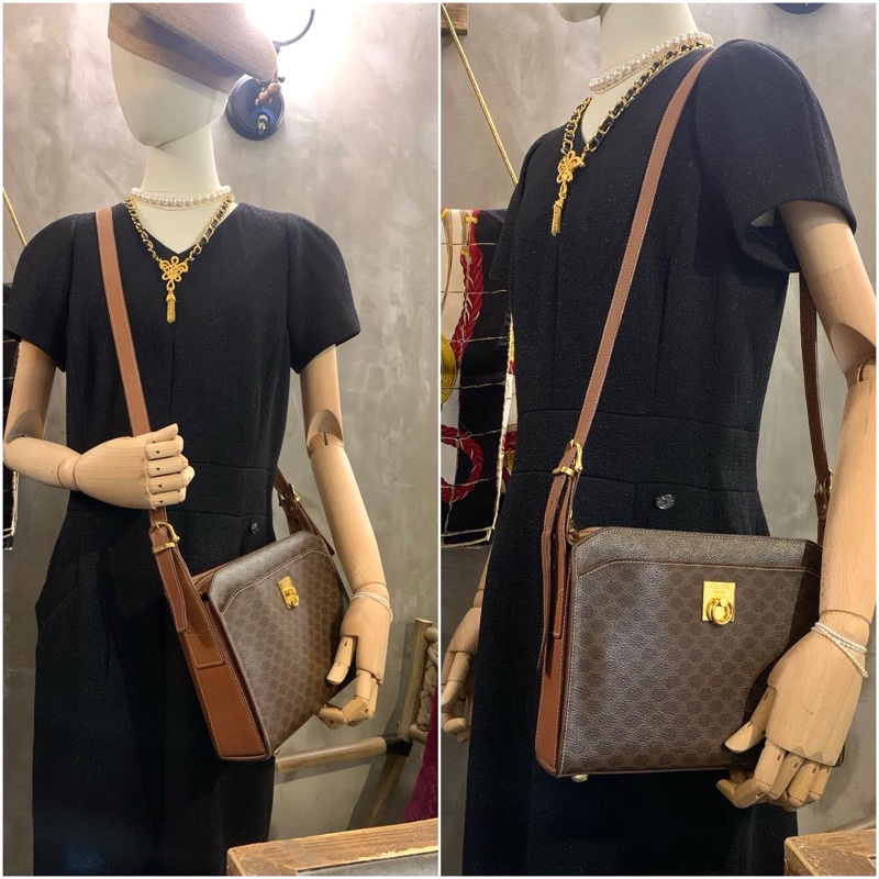 Celine Vintage Monogram Shoulder Bag With Gold Hardware 女裝馬蹄扣老花側/斜孭袋-8