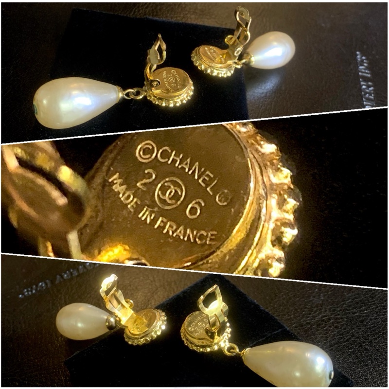 香奈兒四葉草珍珠水滴耳夾 80s Chanel Vintage Classic Gropoix Drop Clip-On Earrings-3