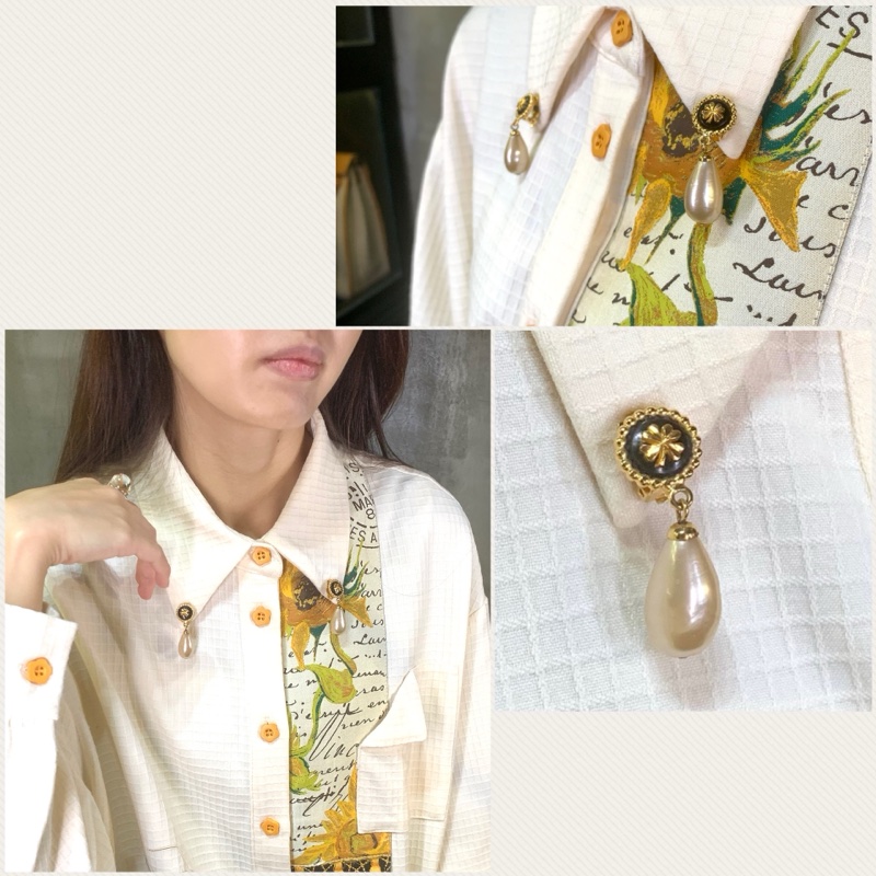 香奈兒四葉草珍珠水滴耳夾 80s Chanel Vintage Classic Gropoix Drop Clip-On Earrings-5