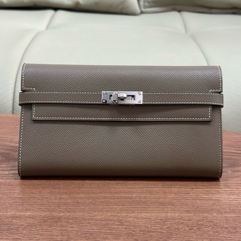 愛馬仕Hermes kelly錢包 kelly long 大象灰銀扣 epsom皮 D刻