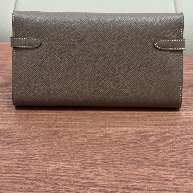愛馬仕Hermes kelly錢包 kelly long 大象灰銀扣 epsom皮 D刻-1