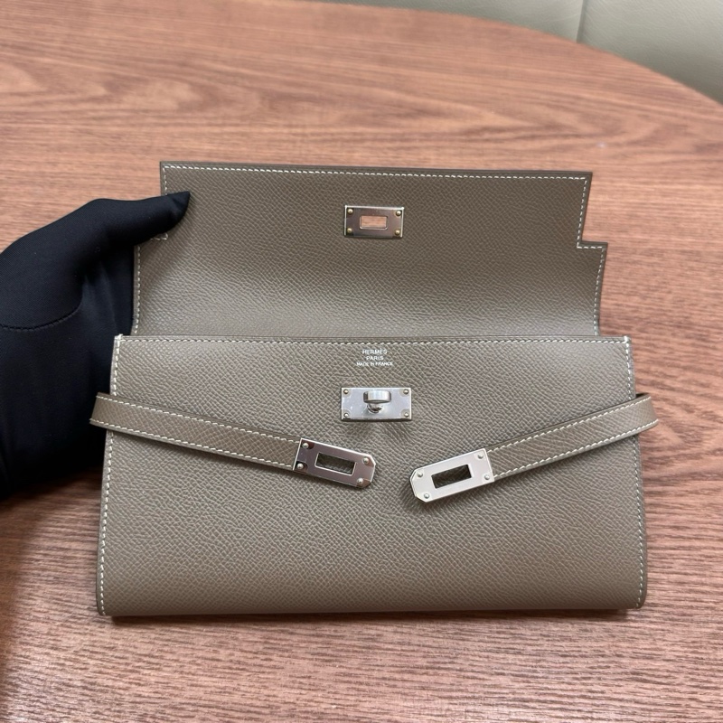 愛馬仕Hermes kelly錢包 kelly long 大象灰銀扣 epsom皮 D刻-3