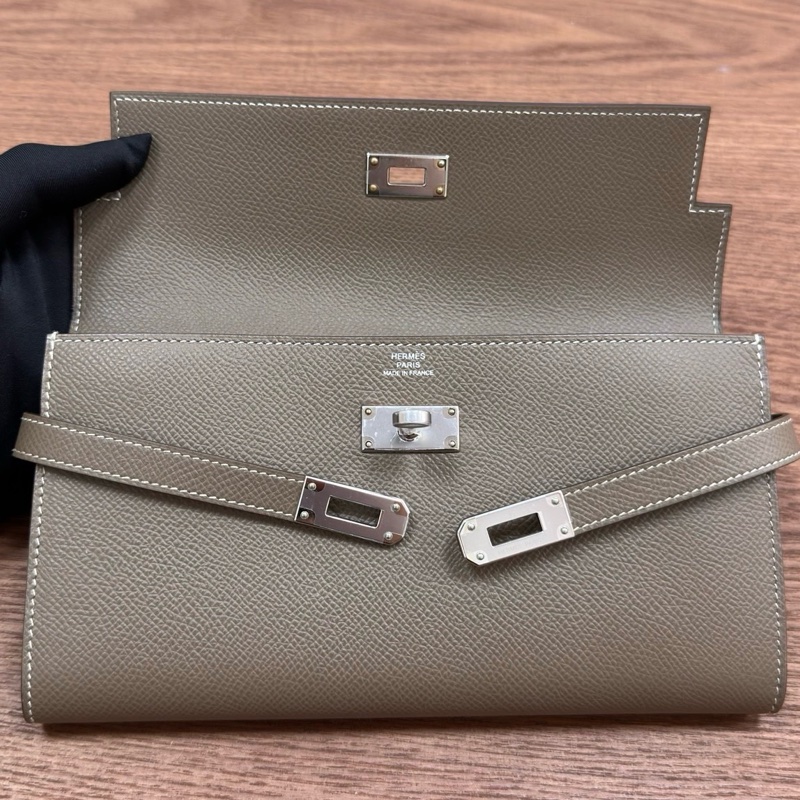 愛馬仕Hermes kelly錢包 kelly long 大象灰銀扣 epsom皮 D刻-10