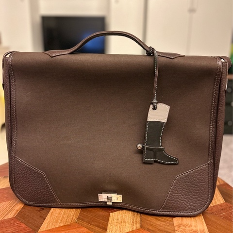 9成新 Hermes Victoria briefcase canvas leather 公事包