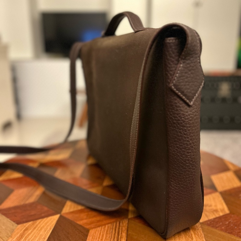 9成新 Hermes Victoria briefcase canvas leather 公事包-5
