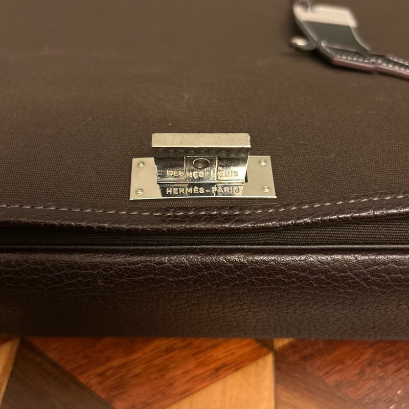 9成新 Hermes Victoria briefcase canvas leather 公事包-7