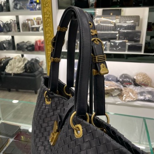 東區正精品㊣BV Bottega Veneta 162197 黑色全皮編織釦子肩背包手提包 RZ3529-13