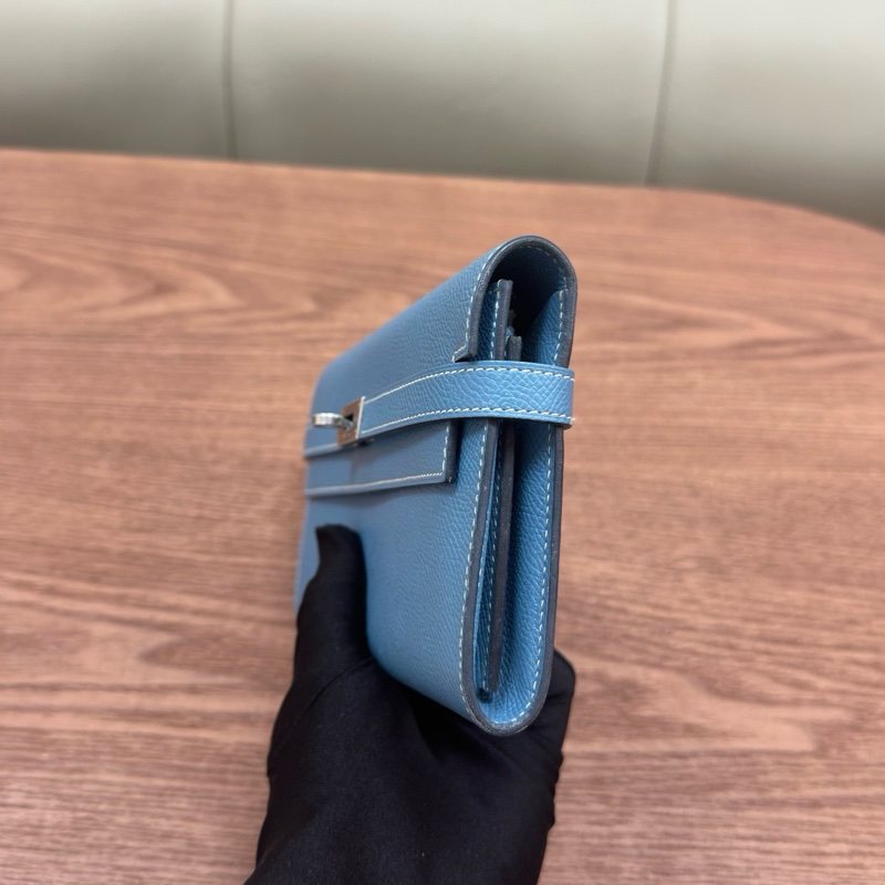愛馬仕Hermes kelly錢包 kelly long 牛仔藍銀扣 epsom皮 框R刻-3