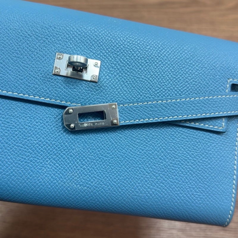 愛馬仕Hermes kelly錢包 kelly long 牛仔藍銀扣 epsom皮 框R刻-6