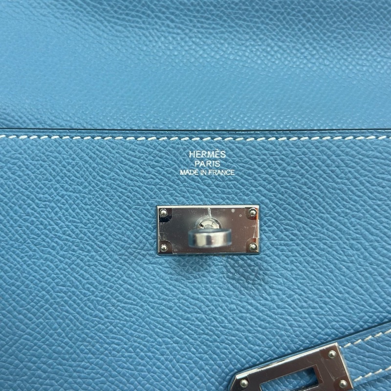 愛馬仕Hermes kelly錢包 kelly long 牛仔藍銀扣 epsom皮 框R刻-12