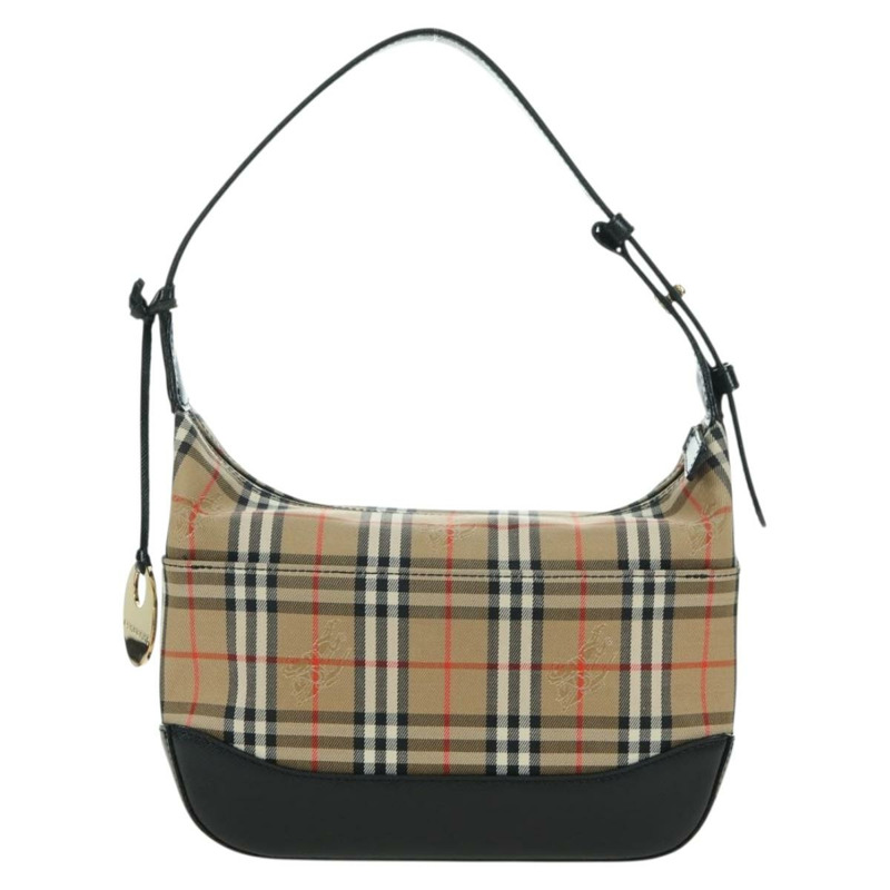 【日本直送】BURBERRY Nova 格紋手提包 帆布 米色 金色 正品 am11634V-2