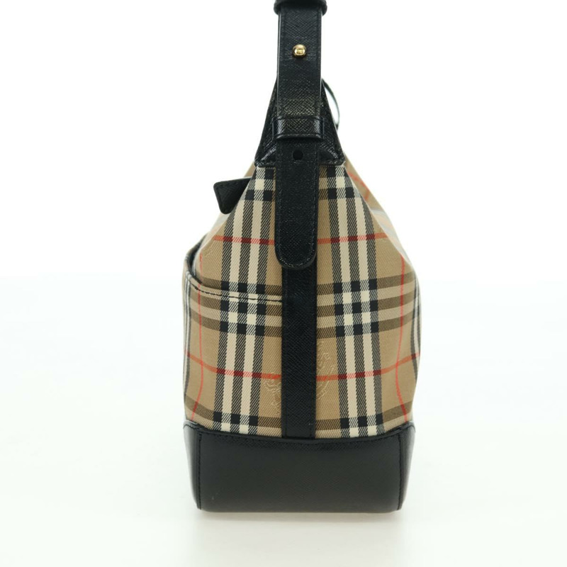 【日本直送】BURBERRY Nova 格紋手提包 帆布 米色 金色 正品 am11634V-4