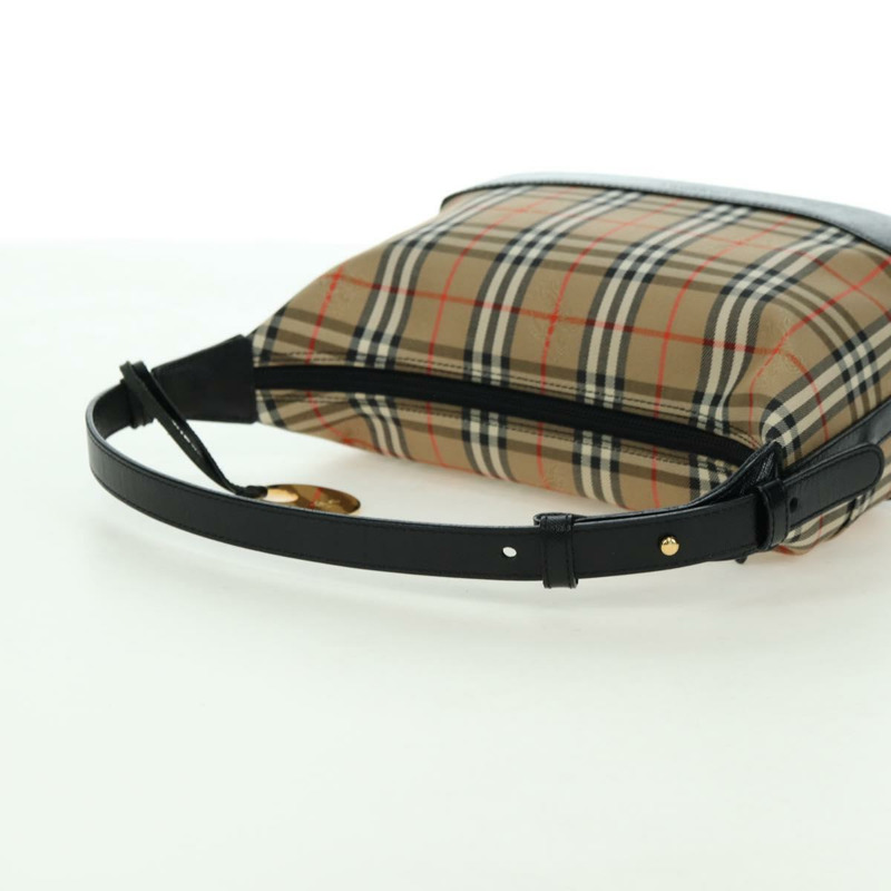 【日本直送】BURBERRY Nova 格紋手提包 帆布 米色 金色 正品 am11634V-6