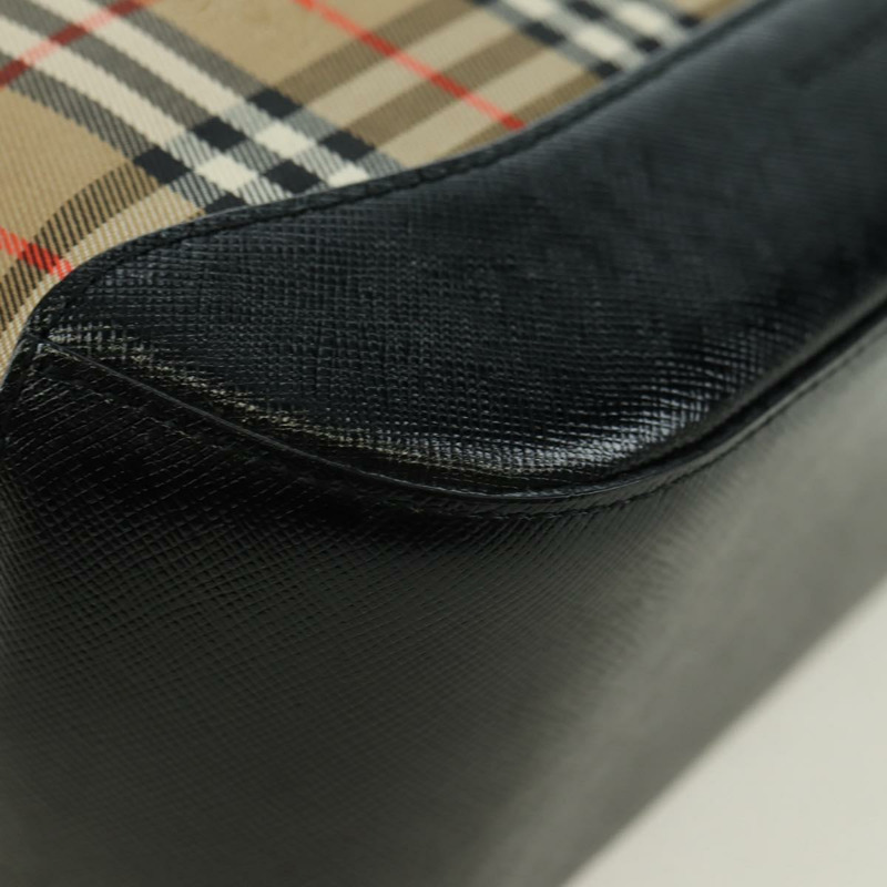 【日本直送】BURBERRY Nova 格紋手提包 帆布 米色 金色 正品 am11634V-10